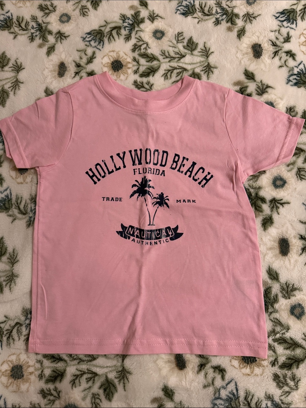Rabbit Skins Pink Graphic 'Hollywood Beach' Short Sleeve Tee